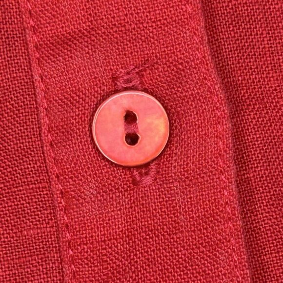 Eileen Fisher Linen Top S Coral Button Up Asymmetrical Hem Organic Irish Linen - Picture 4 of 11